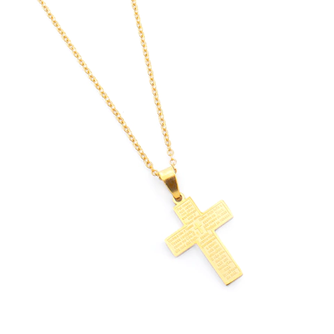 Colar Pai Nosso Em Formato De Cruz Aço Inox Design Religioso Com Significado