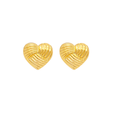 Brinco Feminino Coração Texturizado Design Moderno Banhado A Ouro - comprar online