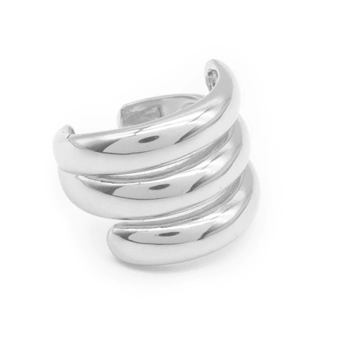 Anel Feminino Triplo Ajustável Banhado a Ródio