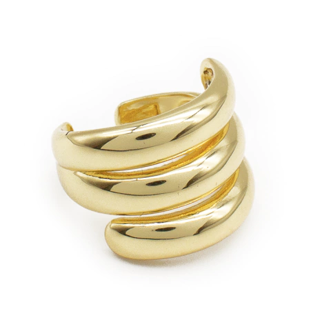 Anel Feminino Triplo Ajustável Banhado a Ouro - comprar online