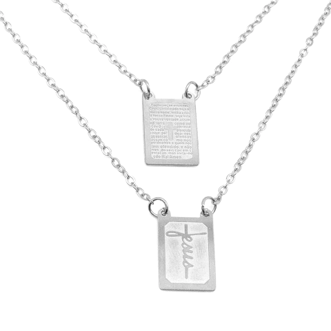 Escapulário Jesus 65 Cm  Aço Inox Prata - comprar online