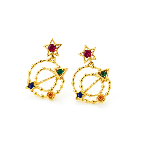 Brinco Redondo Estilo Astros Banhado A Ouro - comprar online