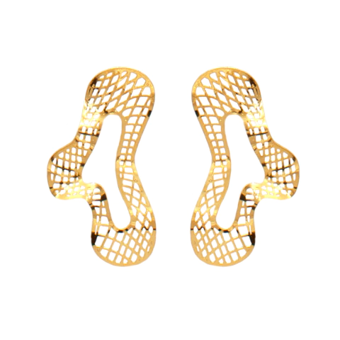 Brinco Geométrico Vazado Design Contemporâneo Banhado A Ouro - comprar online