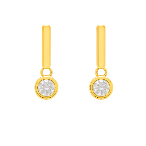 Brinco Palito com Solitário de Zircônia Banhado a Ouro e Ródio 1,8X0,8cm - comprar online