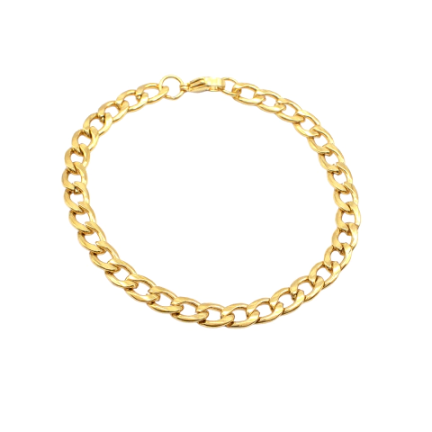 Pulseira Masculina  20 Cm  Elo Grumet Aço  Inox  Dourado - comprar online