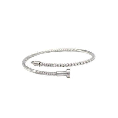 Bracelete Com Design De Prego Em Aço Inox PVD Prata - comprar online