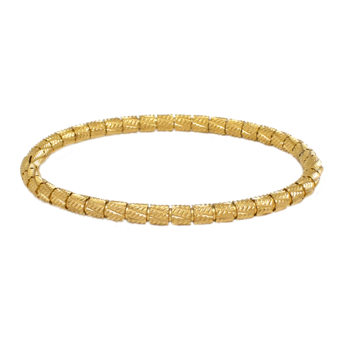 Bracelete Rígido Com Detalhe Trançado Em Aço Inox Com Revestimento PVD Dourado - comprar online