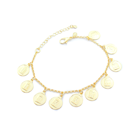 Pulseira Feminina Dez Mandamentos 16cm Design Devocional Banhada A Ouro - comprar online
