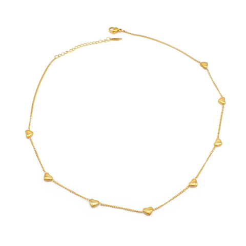 Choker De Elos De Corações Lisos Em Aço Inox Com Revestimento PVD Dourado