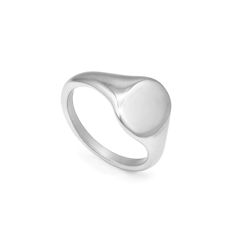 Anel Liso Oval em Aço Inox PVD Prata - comprar online