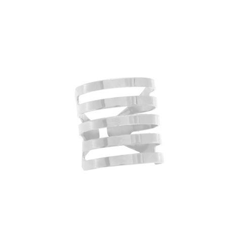 Anel Gladiador Feminino Ajustável Com Listras Vazadas Banhado A Ródio - comprar online