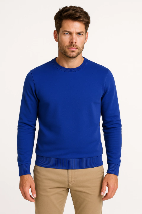 Malha Gola Careca Mescla Azul Royal - comprar online