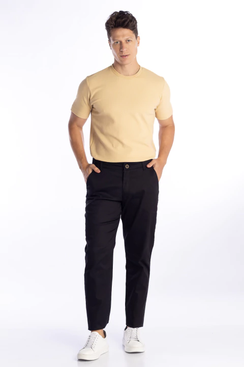 Calça Sarja com Cós Elástico Preta