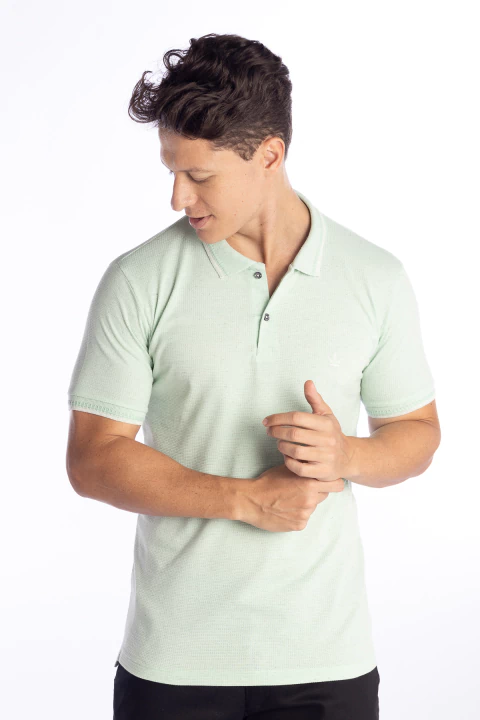 Polo linho e algodão verde
