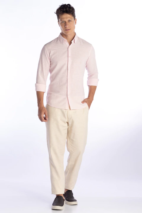 Calça Casual de algodão com viscose cru