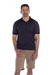 Polo preta micro listra com elastano