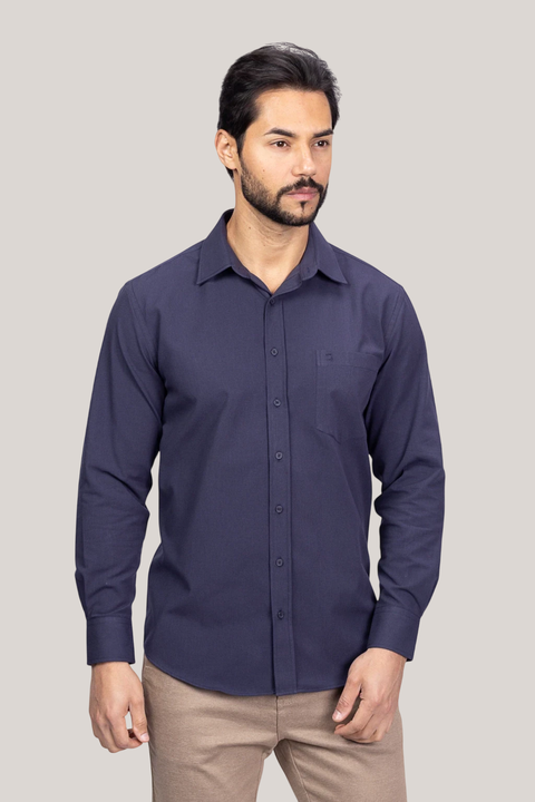 Camisa Marinho Maquinetada- Comfort - comprar online