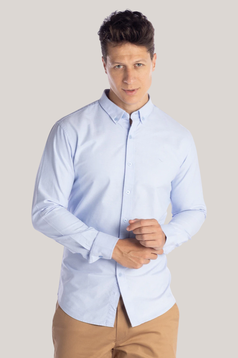 Camisa Azul Claro Casual Sarjada 100% Algodão Yacht Master - comprar online