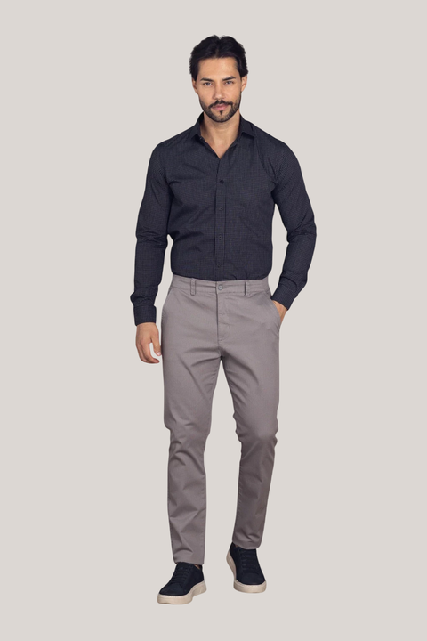 Calça sarja cinza com elastano - comprar online