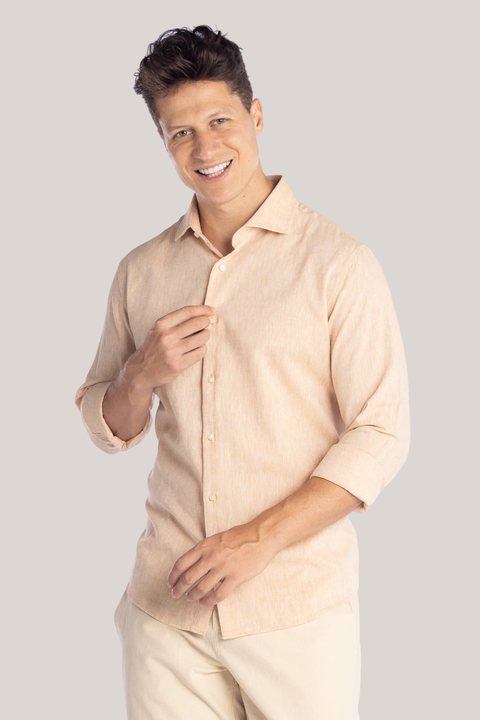 Camisa Amarela Casual de Linho e Algodão - comprar online
