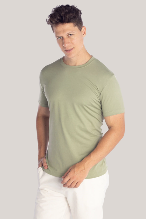 Camiseta verde em algodão c/ elastano - comprar online