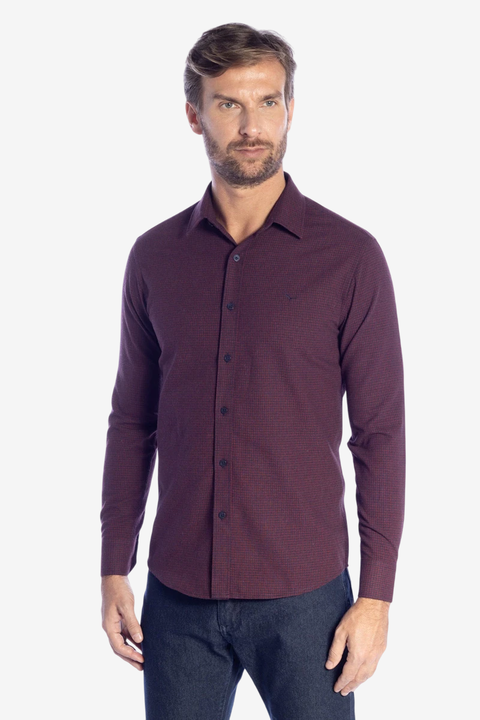 Camisa Vinho Micro Xadrez Casual Arrow - Slim Fit - comprar online