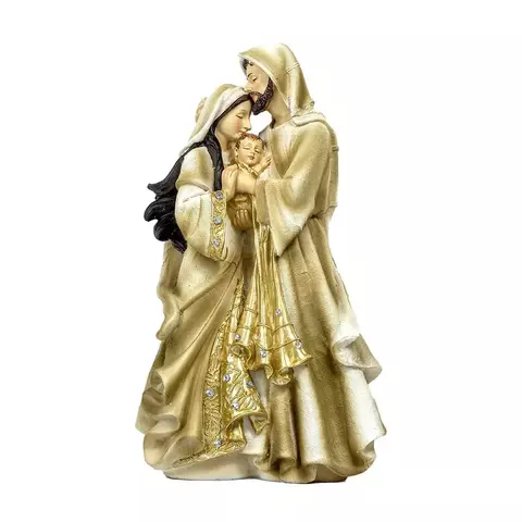 Imagem Sagrada Família Dourada - Resina 30cm
