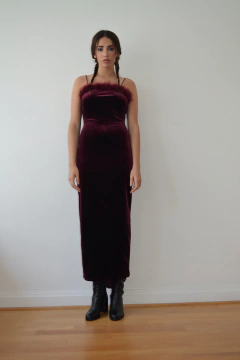 Vestido red wine feathers - Trop vintage & second hand 