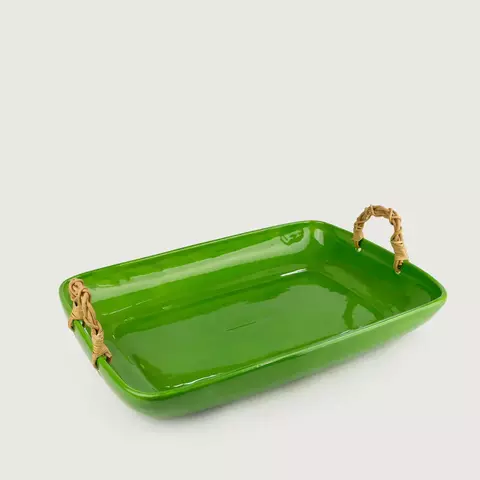 Travessa Capri junco verde bambu retangular G