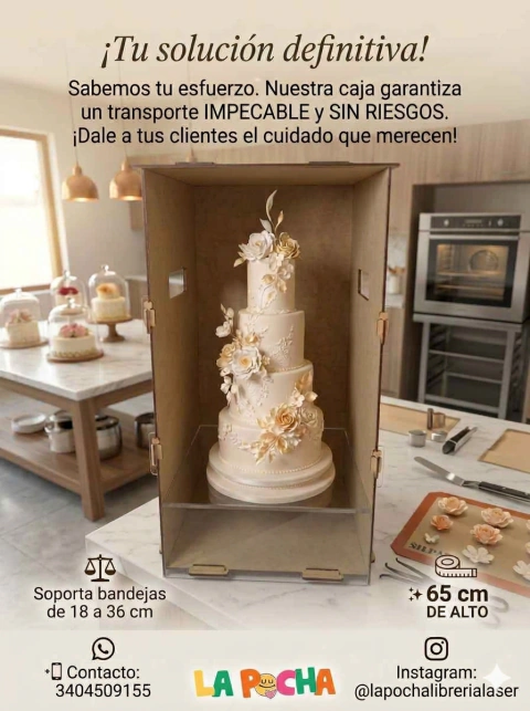 Cake Transporter - Transportador de tortas 5 medidas diferentes - Láser -