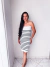 Saia Midi Listrada 2 em 1 Saia e Vestido Branca com Listra Preta