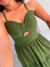 Vestido midi verde militar alcinha fina com regulagem - loja online