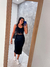 Imagem do Cropped decote V alça larga preto feminino tricot modal barra trabalhada
