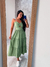 Vestido midi verde estampado com coração branco alcinha fina - loja online
