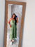 Vestido midi verde estampado com coração branco alcinha fina - Psi Modas