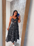 Vestido midi floral preto estampa liberty com flores brancas alcinha fina com regulagem - loja online