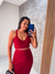 conjunto vermelho escuro tricot modal cropped de tricot com bojo e decote em V - Psi Modas