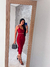 conjunto vermelho escuro tricot modal cropped de tricot com bojo e decote em V - loja online
