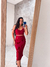 conjunto vermelho escuro tricot modal cropped de tricot com bojo e decote em V - comprar online