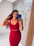 conjunto vermelho escuro tricot modal cropped de tricot com bojo e decote em V na internet