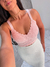 Cropped rosa bebê feminino com bojo ponto croche decote V - comprar online