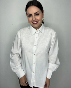Camisa Em Algodão Frente Bordada