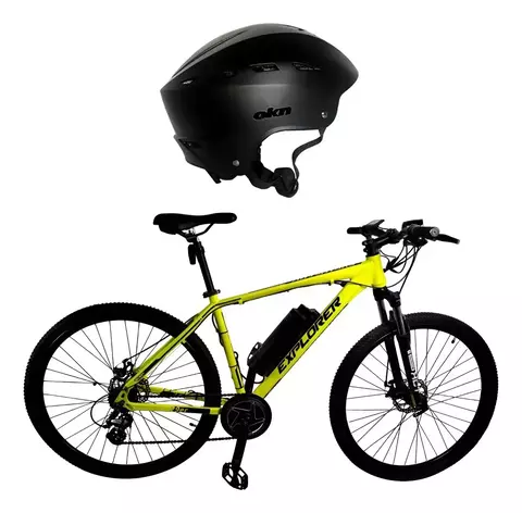 Bicicleta Electrica Amarilla Okn Explorer Adventure 500 W Rod 29 + Casco Regulable Negro - comprar online