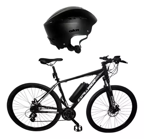 Bicicleta Electrica Negra Okn Explorer Adventure 500 W Rod 29 + Casco Regulable Negro - comprar online