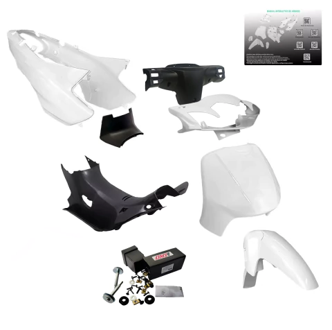 Kit Plásticos Motomel Blitz 110 V8 Blanco + Tornillos + Calcos - comprar online