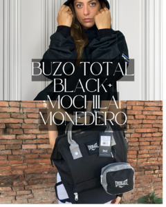 COMBO PODER: Buzo Oversize Negro + Mochila con Monedero - comprar online