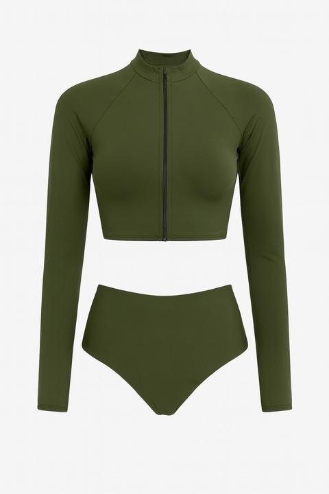 Top Manga Longa Zíper + Hotpants - comprar online