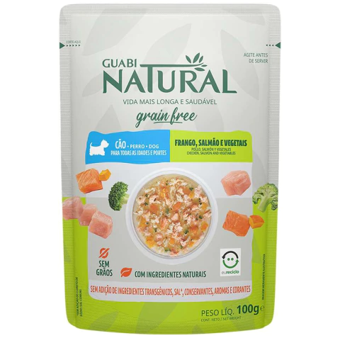 Guabi Natural Sachê Cães Grain Free Frango Salmão e Vegetais 100g - comprar online