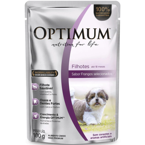 Optimum Sachê Cães Filhotes Frango 100g