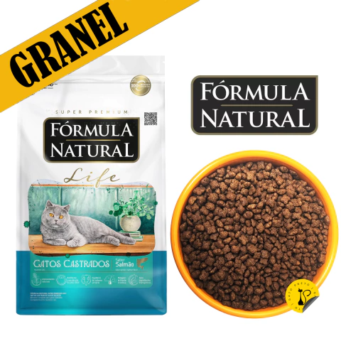 1Kg Formula Natural Life Gatos Castrados Salmão Granel